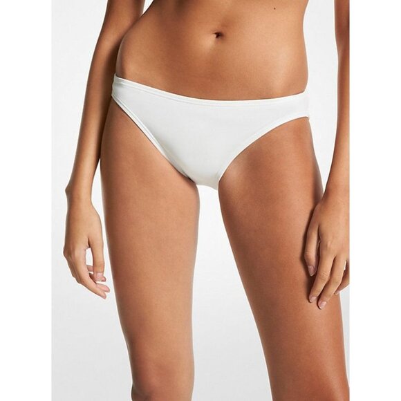 Michael Kors Stretch Nylon Bikini Bottom Hipster Brief White XL - Picture 1 of 6